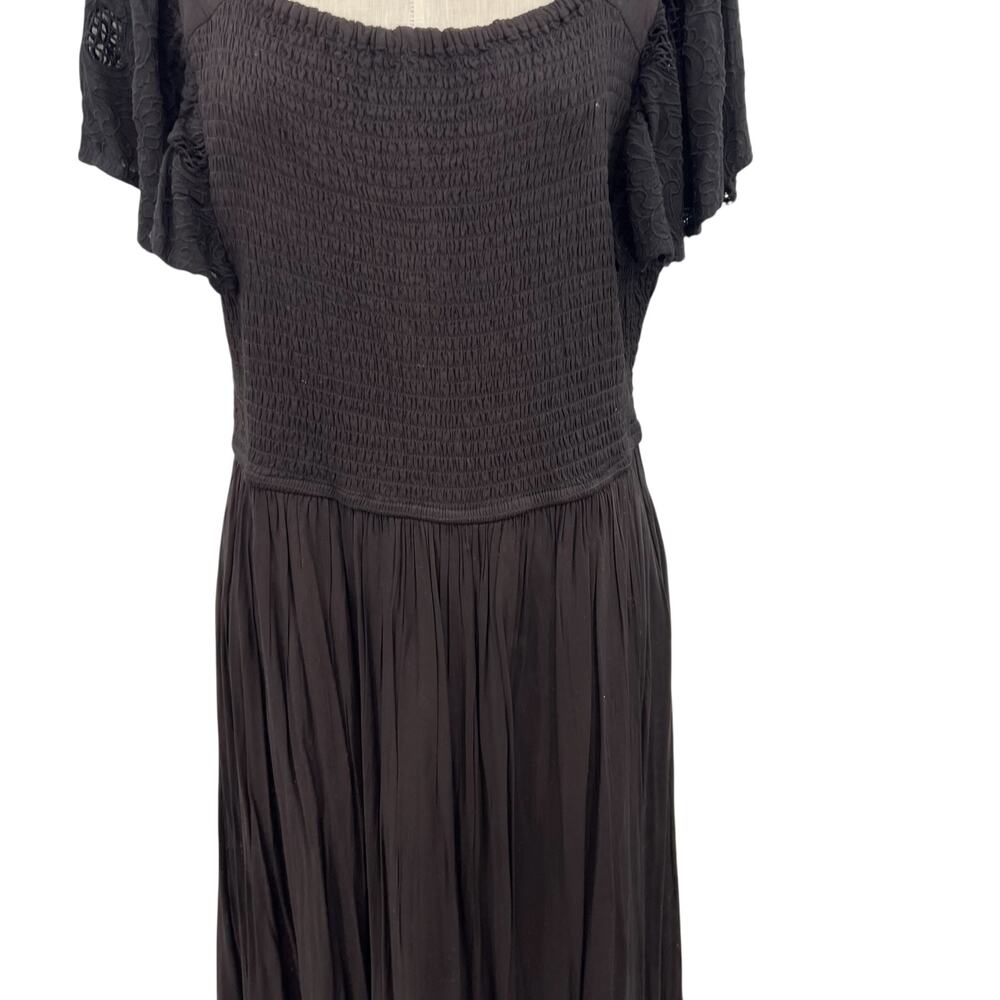Anthropologie Seen Worn Kept Zohara Dress Smocked Eyelet Black Plus Size 1X - Picture 4 of 13